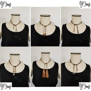 Tigers Eye Brown Stone Chain Necklace